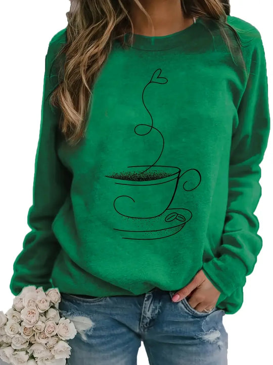 Heidi-Mode | Gemütliches Kaffee Grafisch Sweatshirt