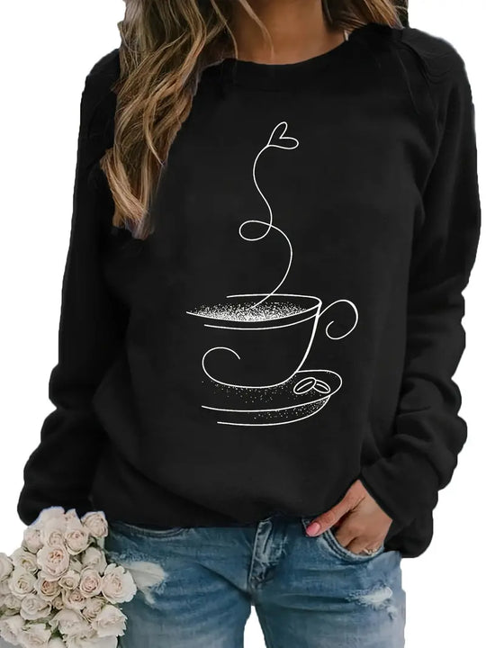 Heidi-Mode | Gemütliches Kaffee Grafisch Sweatshirt