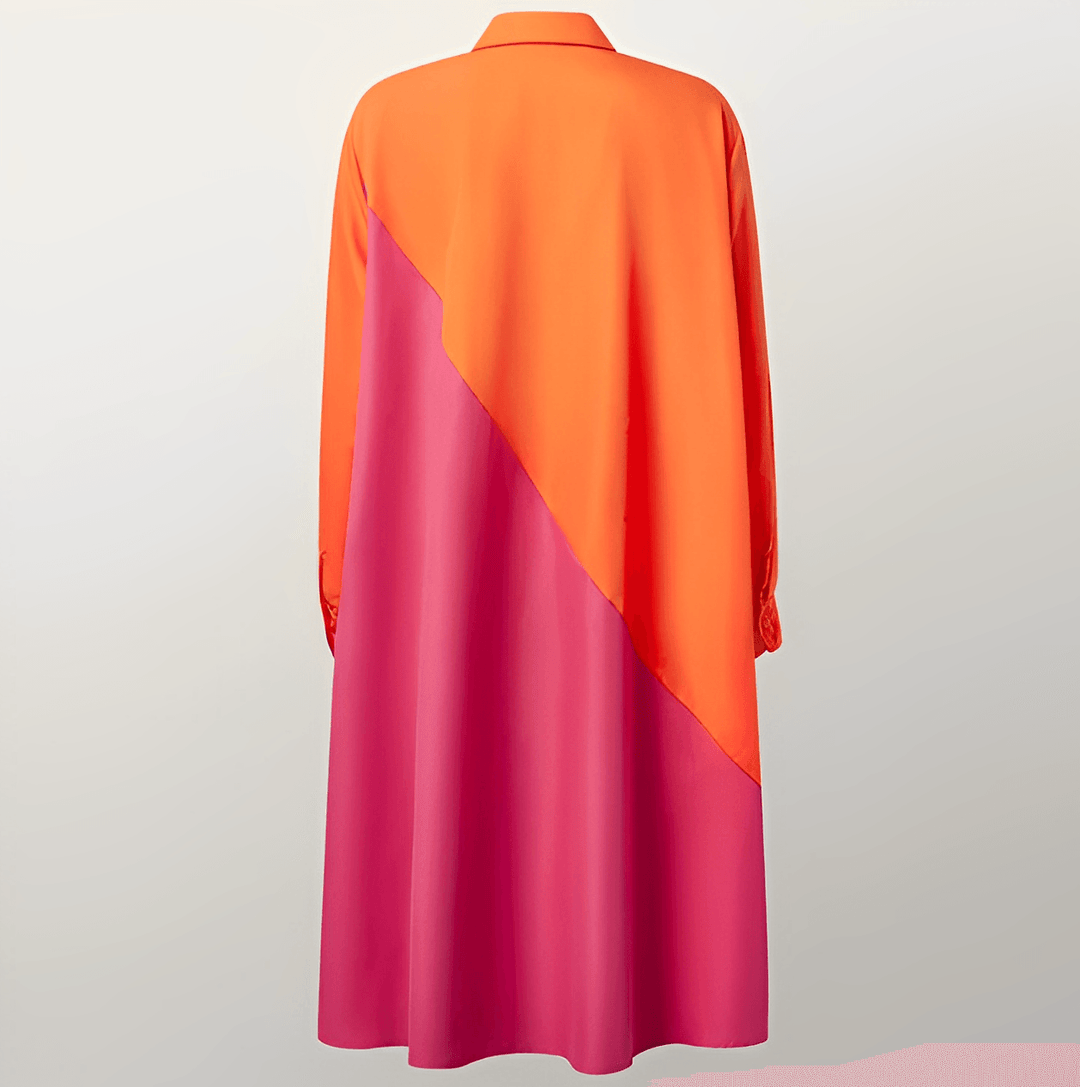 Hemdblusenkleid mit Umlegekragen & Dreiviertelärmel