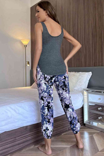 Heidi-Mode | Scoop Neck Tank und Blumen Kurze Hose Lounge Set