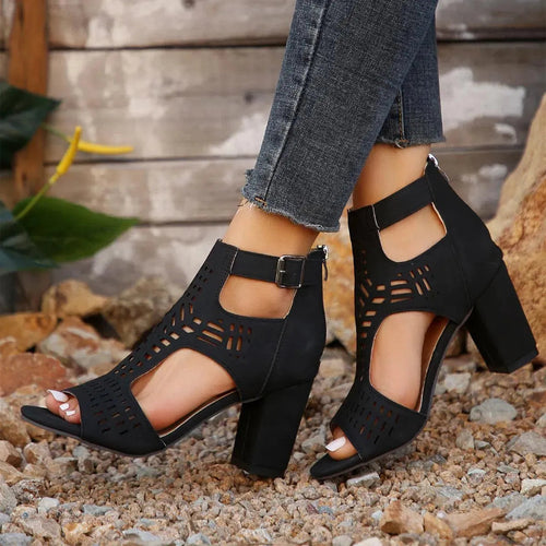 Heidi-Mode | Sandalen met vierkante hoge hak