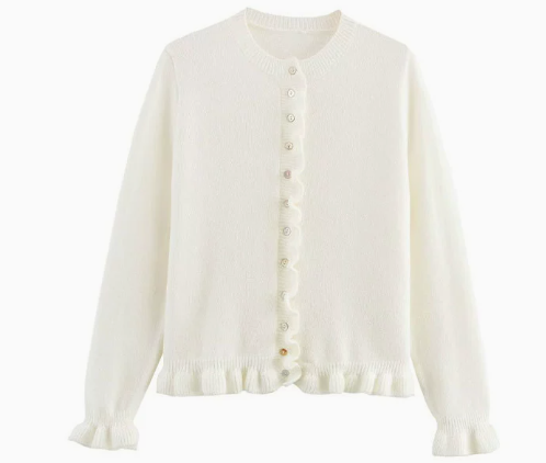 Heidi-Mode - Schicker Herbst-Cardigan mit Rüschen für Frauen