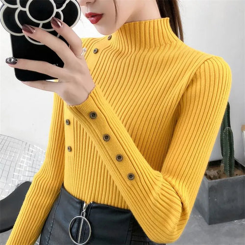 Heidi-Mode | Sweatshirt Damen Rollkragen Knopfpullover