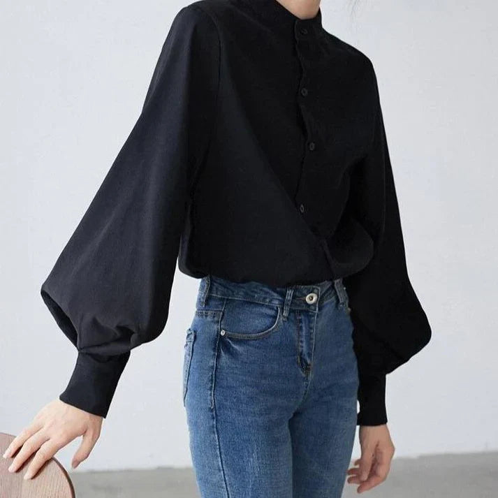 Heidi-Mode | Klassische Rollkragenbluse mit Ballonärmeln