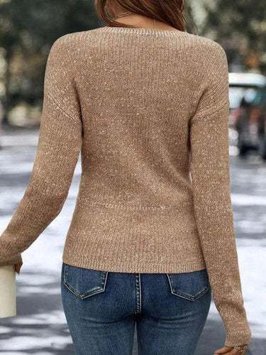 Heidi-Mode | Stilvolle Braune V-Ausschnitt Pullover für Frauen
