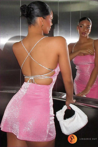 Heidi-Mode | Glitter Glam Pink Mini Kleid - Strahlende Party Perfektion