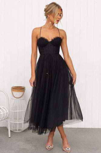 Heidi-Mode | Modernes Prinzessin Chiffon Trägerpartykleid Maxikleid