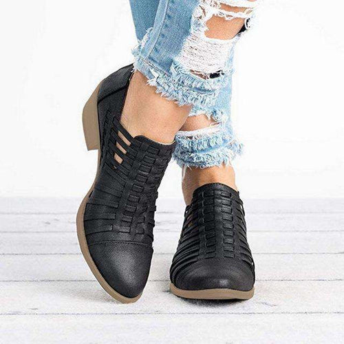 Heidi-Mode | Heel Schuhe Dicke Ferse Reißverschluss Sandalen