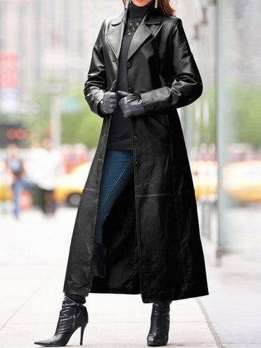 Heidi-Mode | Lässiger Langer Lederjacke für Damen