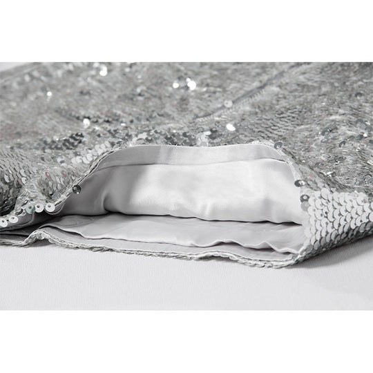 Heidi-Mode | Pailletten Shorts Hohe Taille Oring Reißverschluss Front Bodycon