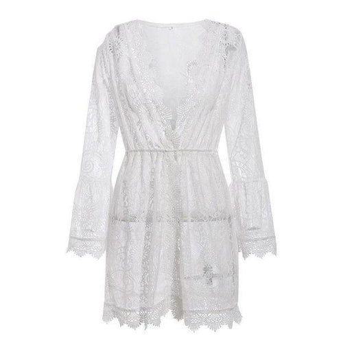 Heidi-Mode | Weiße Bohème Kleid Spitze Chic