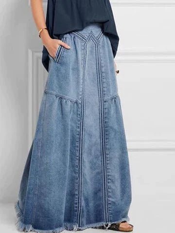 Lange Denimrock mit Elastischem Bund