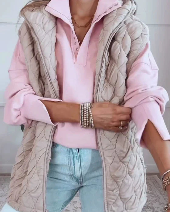 Heidi-Mode | Veste Simple Sans Manches Avec Fermeture À Friction Et Capuche
