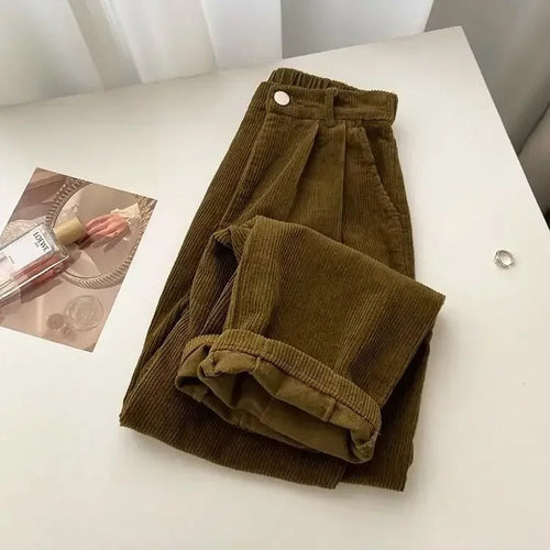 Retro Corduroy-Hose mit hoher Taille für Damen