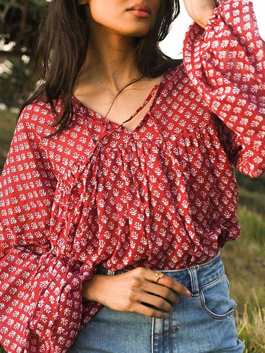 Heidi-Mode | Damen Blusen Mode Locker Chiffon Laterne Langärmelige Bluse