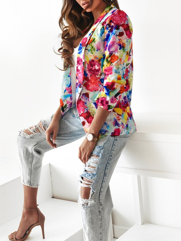 Heidi-Mode | Damen Blazer mit Blumenmuster Business Casual und stilvoll