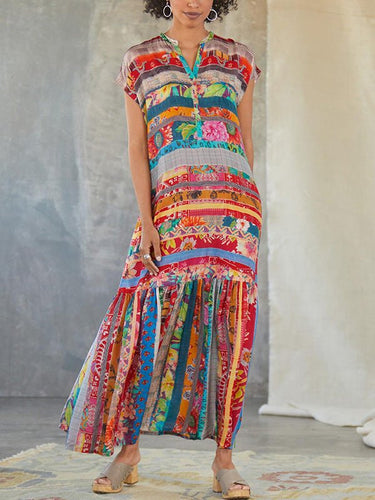 Heidi-Mode | Damen Kleider Mode Print Kurzarmkleid