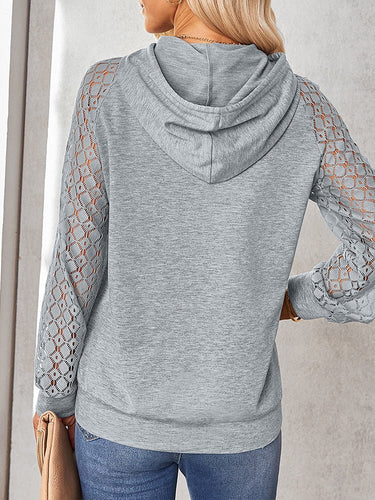 Heidi-Mode | Damen Hoodies Modischer Spitzen-Mix Pullover Hoodie