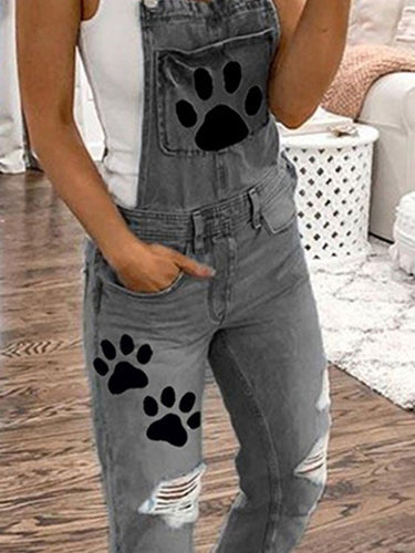 Heidi-Mode | Damen Jumpsuits Tier Potwäsche Niet Denim Jumpsuit