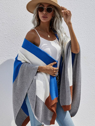 Heidi-Mode | Damen Karomuster Oversized Lockere Strickjacke