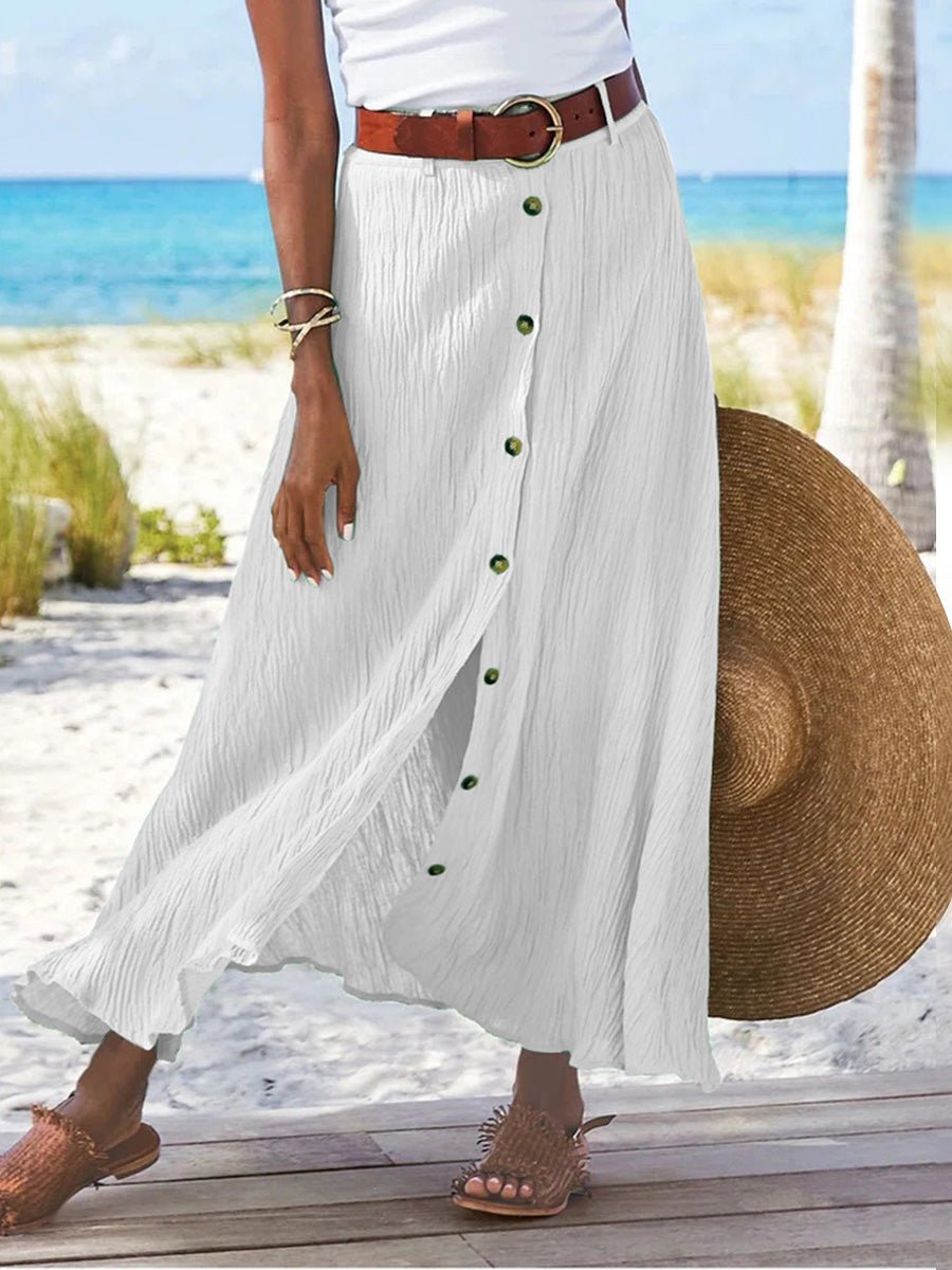 Heidi-Mode | Frauen Röcke aus Baumwolle mit Knopf, Schlitz und A Schnitt