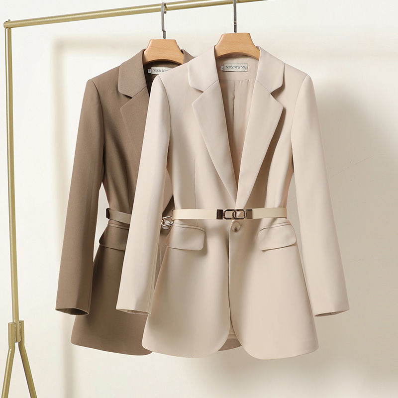 Heidi-Mode | Damen Elegantes Hochwertiges Blazer Kleid mit Verstellbarem Gürtel und Taschen