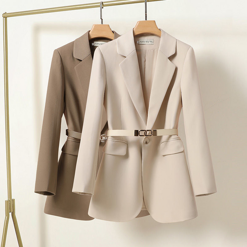 Heidi-Mode | Damen Elegantes Hochwertiges Blazer Kleid mit Verstellbarem Gürtel und Taschen