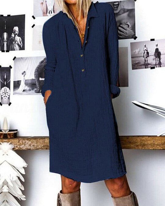 Heidi-Mode | Langarm Einfarbig Kleid