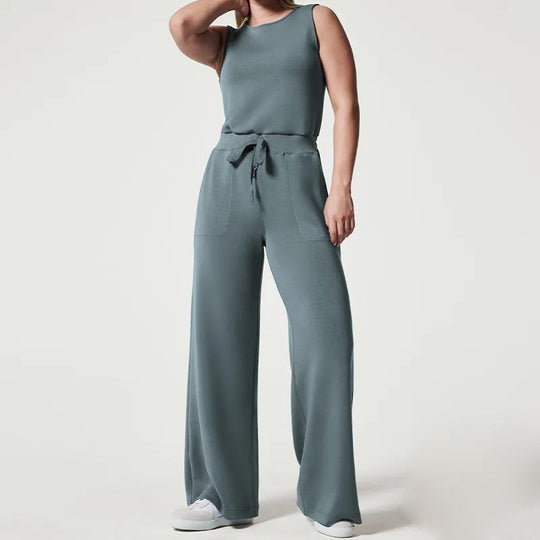 Vielseitige Eleganz Ärmelloser einfarbiger Jumpsuit