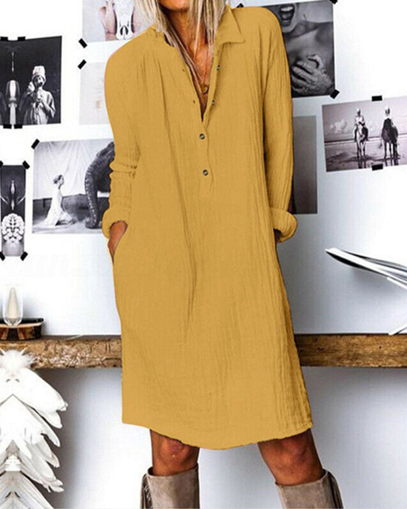 Heidi-Mode | Langarm Einfarbig Kleid
