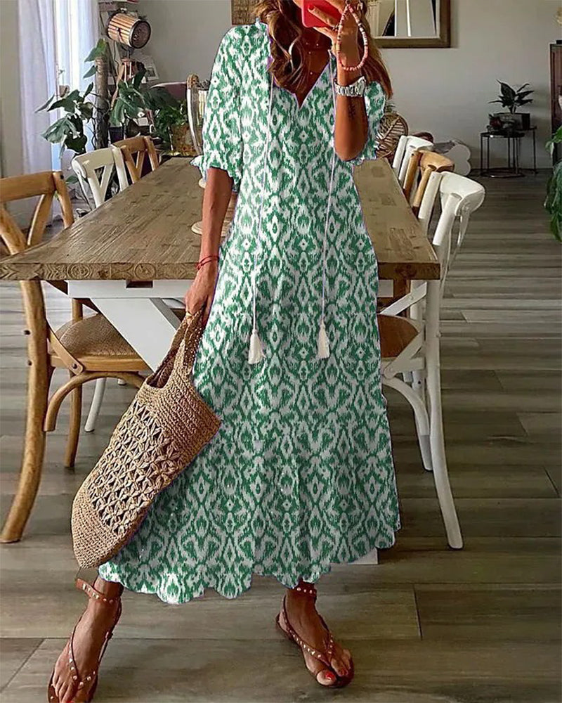Heidi-Mode | Boho Bauchbedeckendes Maxikleid