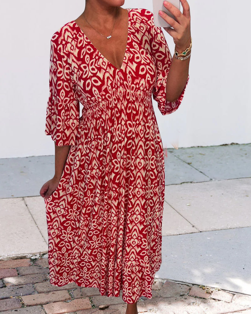 Heidi-Mode | Rotes Bedrucktes Maxikleid