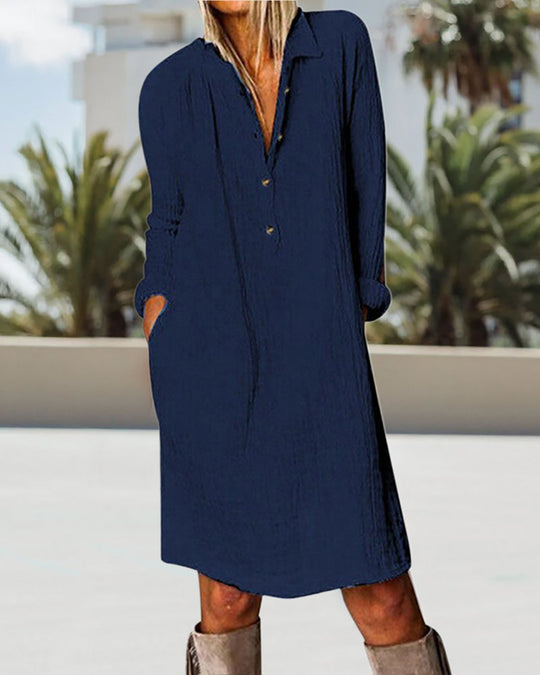 Heidi-Mode | Langarm Einfarbig Kleid
