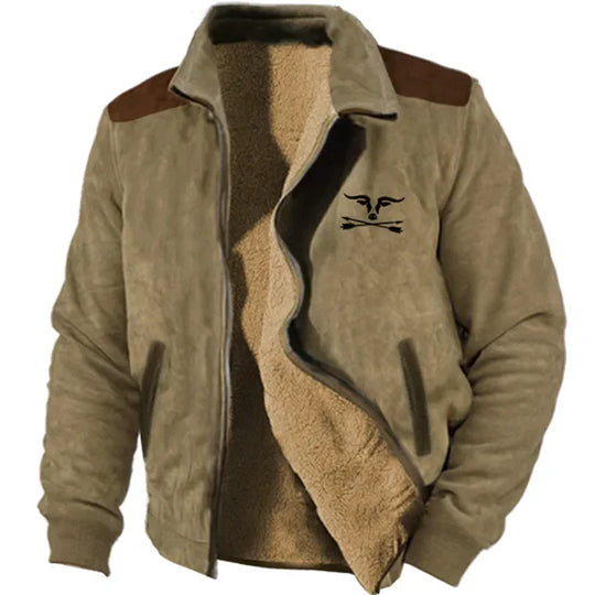Heidi-Mode | Grafische Fleece-Herrenjacke mit Reißverschluss Casual und Komfortabel
