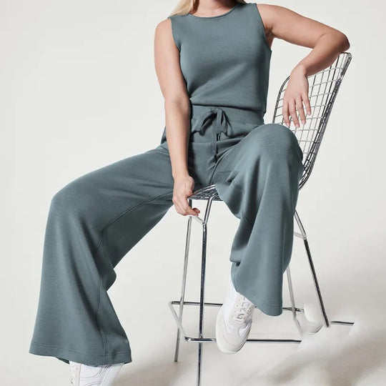 Vielseitige Eleganz Ärmelloser einfarbiger Jumpsuit