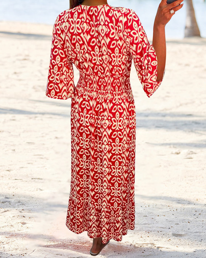 Heidi-Mode | Rotes Bedrucktes Maxikleid
