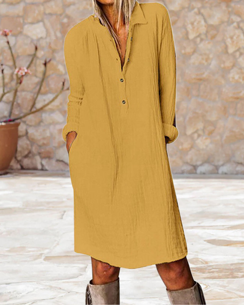 Heidi-Mode | Langarm Einfarbig Kleid