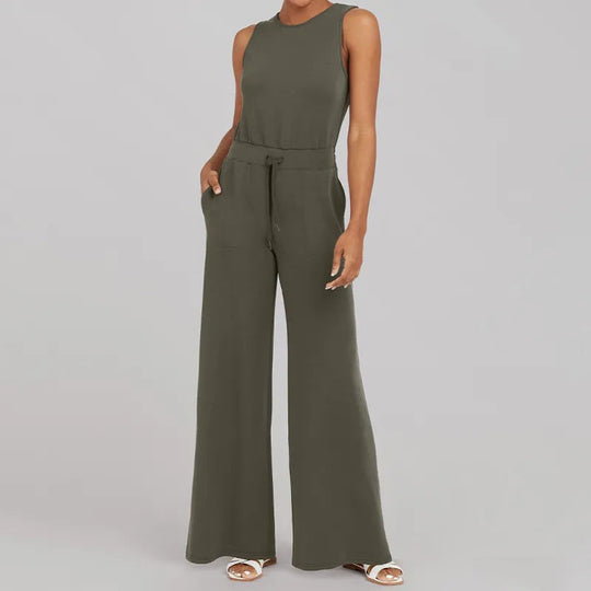 Vielseitige Eleganz Ärmelloser einfarbiger Jumpsuit