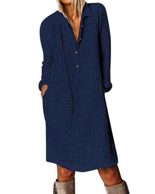 Heidi-Mode | Langarm Einfarbig Kleid