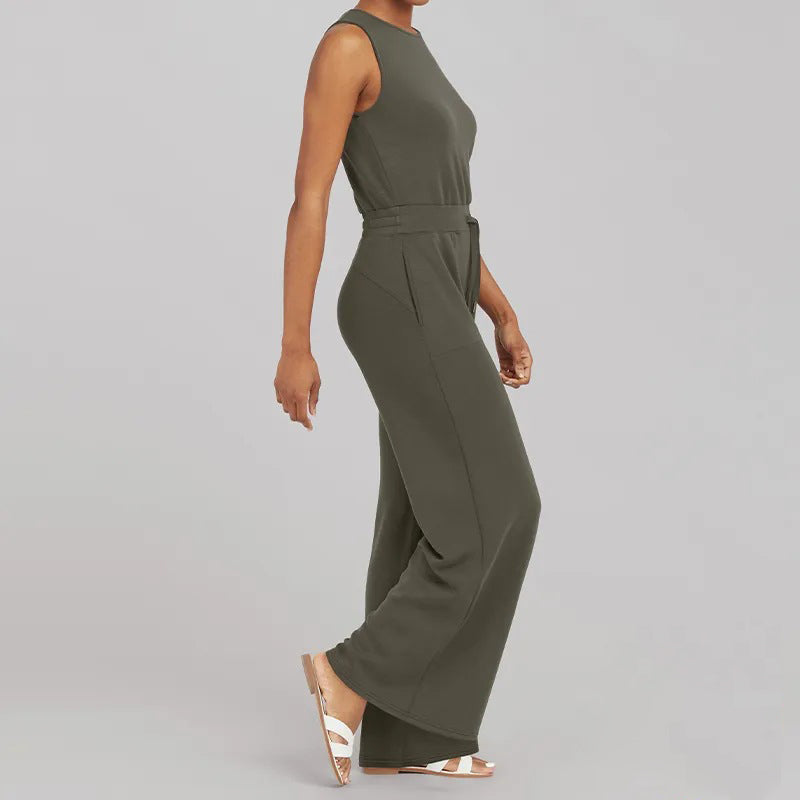 Vielseitige Eleganz Ärmelloser einfarbiger Jumpsuit