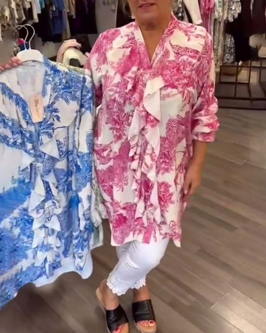 Heidi-Mode | Lässige Bluse mit Dezent Bedruckten Rüschen