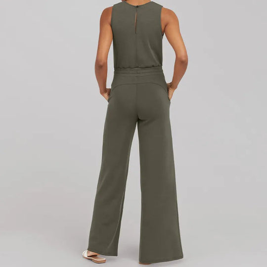 Vielseitige Eleganz Ärmelloser einfarbiger Jumpsuit