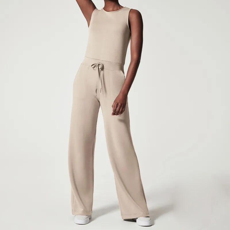 Vielseitige Eleganz Ärmelloser einfarbiger Jumpsuit