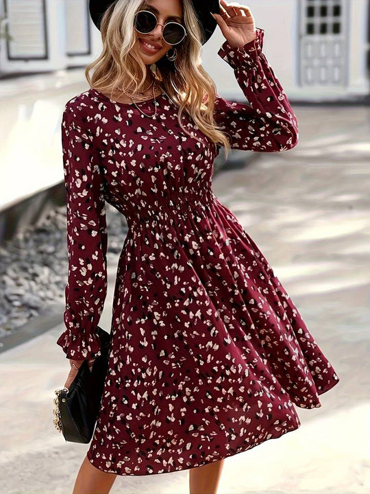 Heidi – allover-print-langarmkleid für frühling und herbst