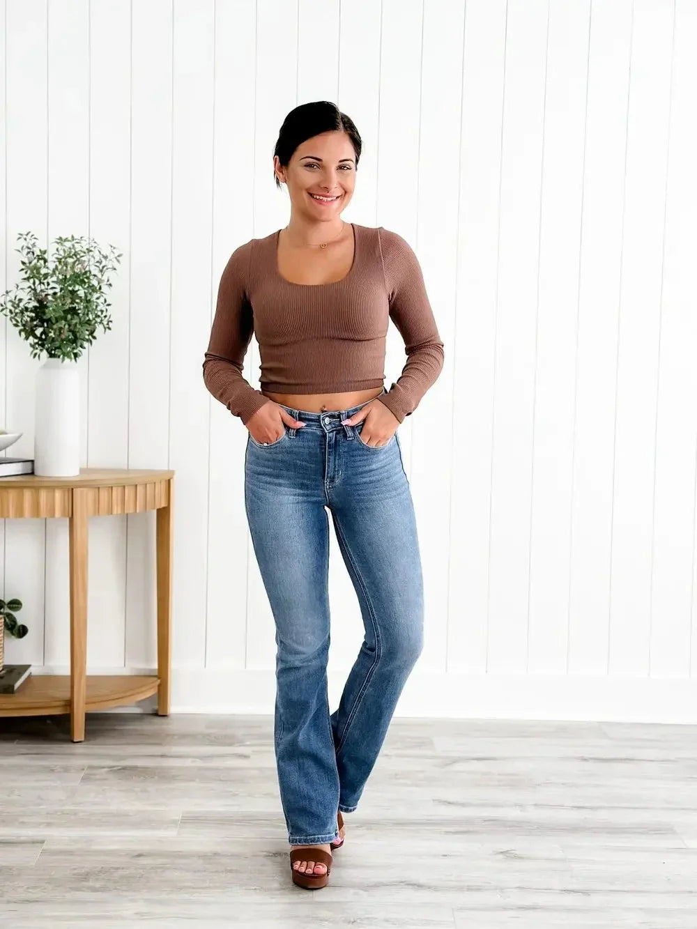 Bildhauerische Vintage Bootcut-Jeans