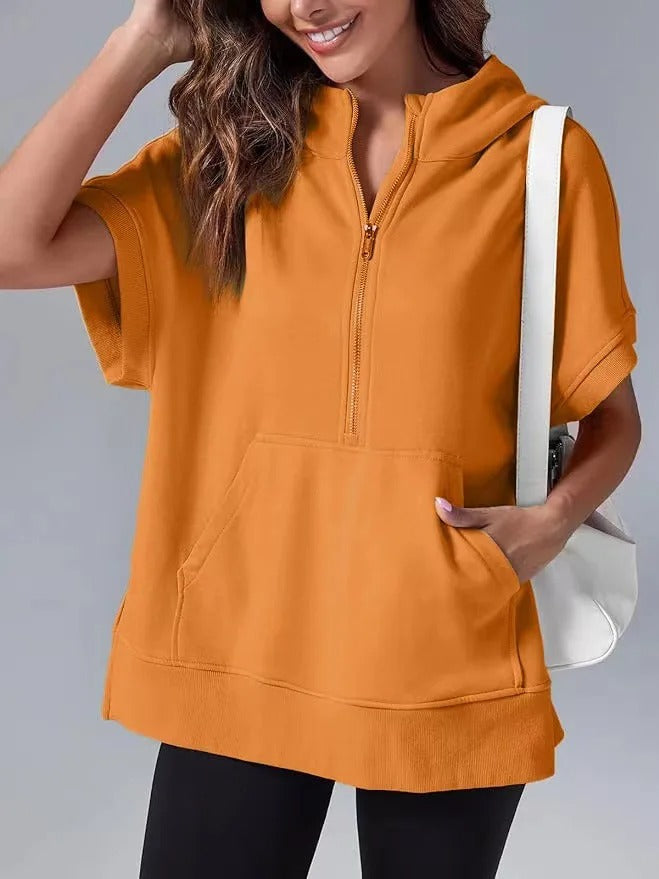 Heidi-Mode | Lässiger Kurzarm-Kapuzenpullover