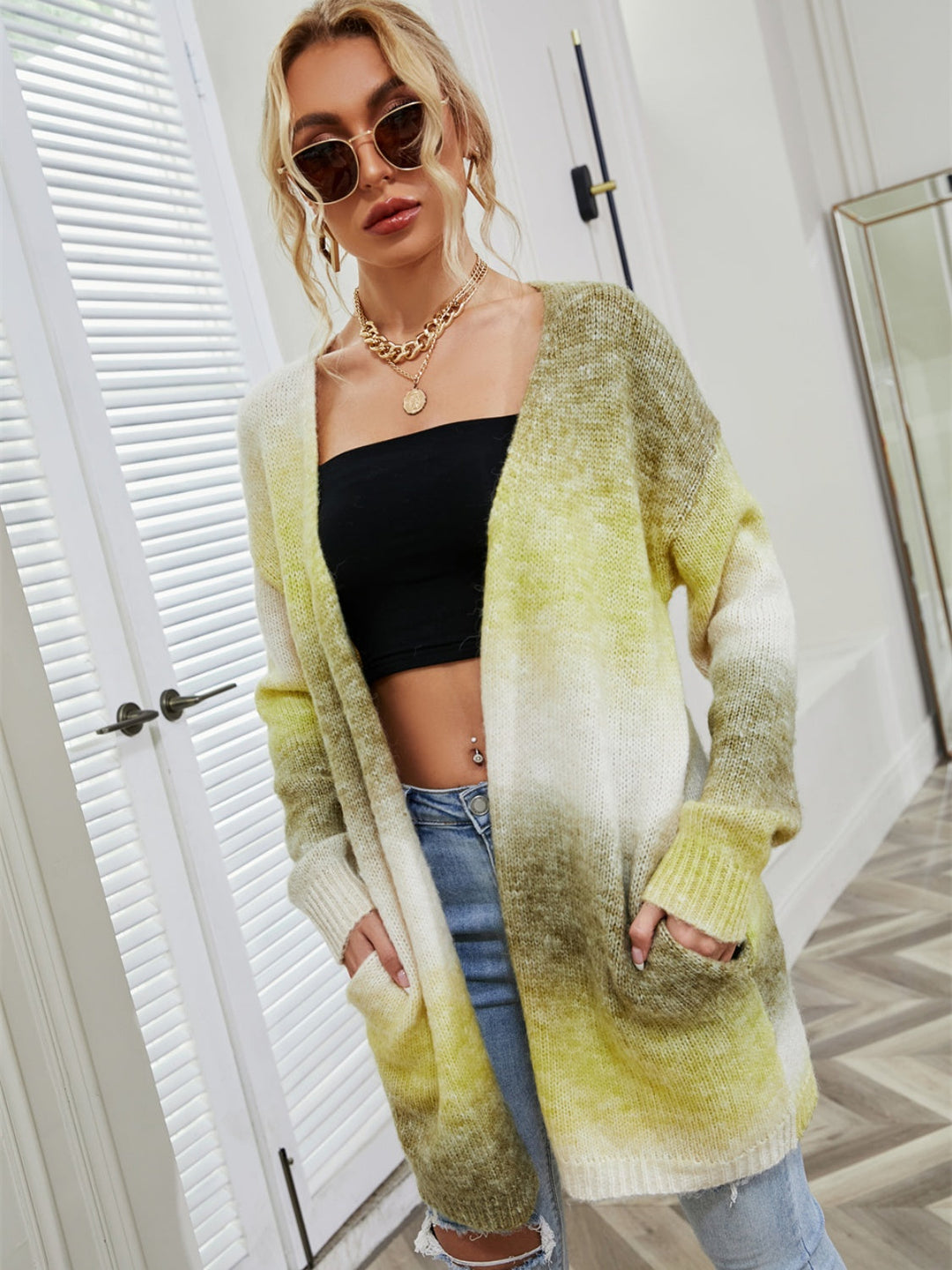 Heidi-Mode | Engel Flügel Vollgröße Gradient Offene Front Cardigan