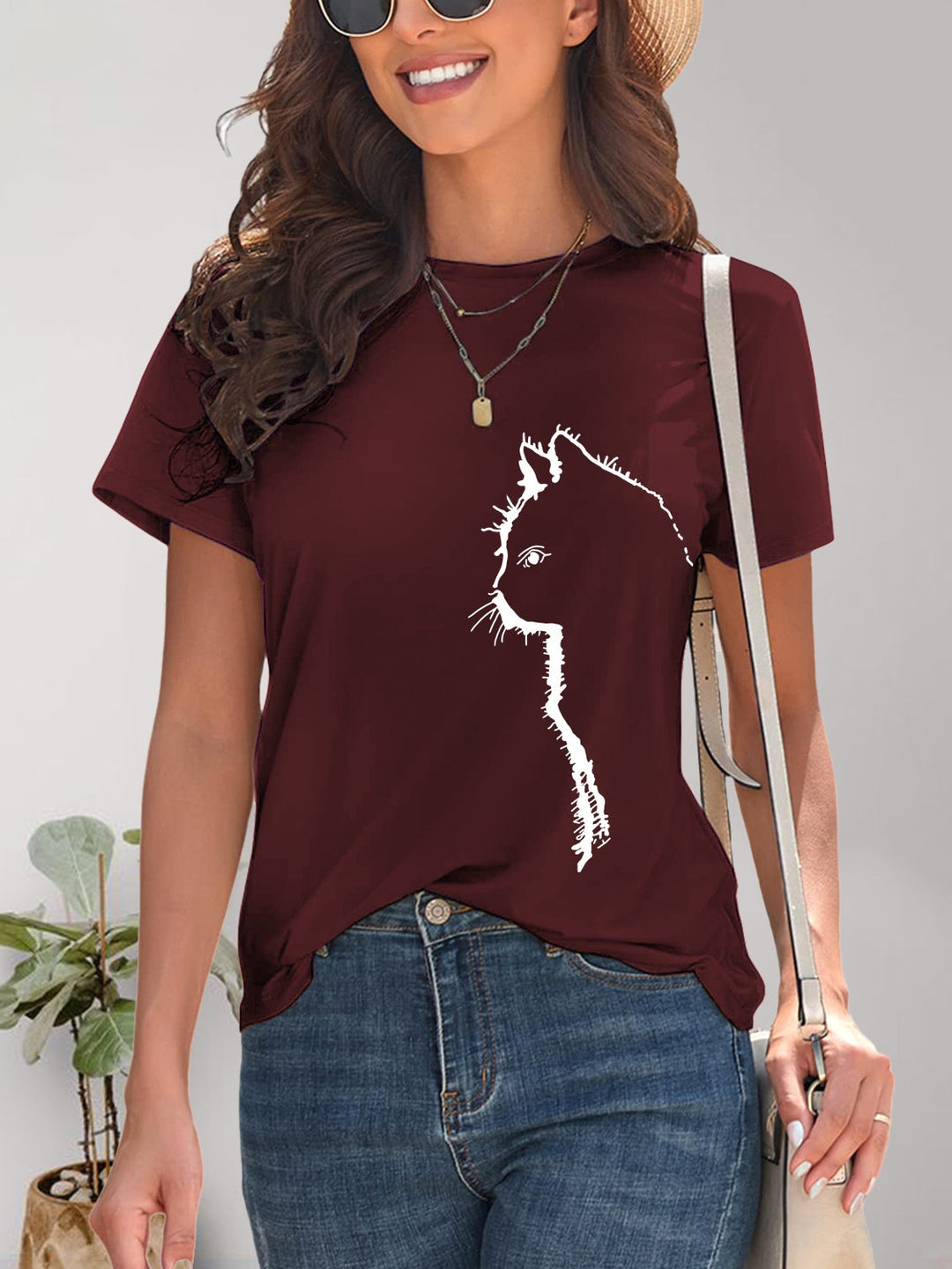 Heidi-Mode | Katzen Rundhals Kurzarm T-Shirt