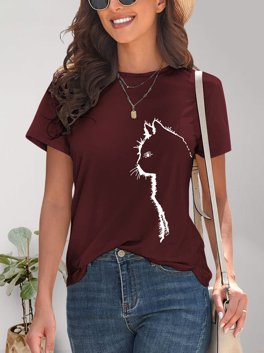 Heidi-Mode | Katzen Rundhals Kurzarm T-Shirt