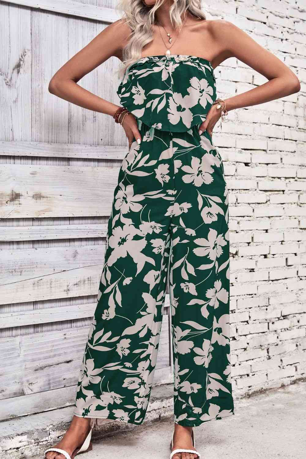 Heidi-Mode | Floral Strapless Weit Bein Overall